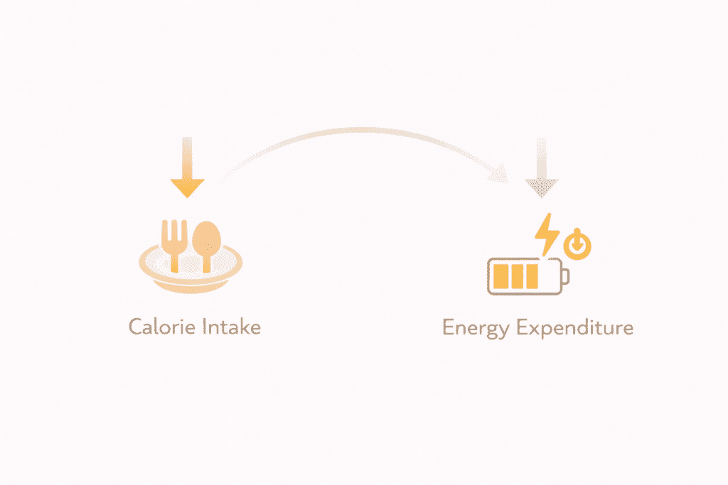 Calorie intake and energy expenditure imbalance explaining why calorie cutting stops working after 30