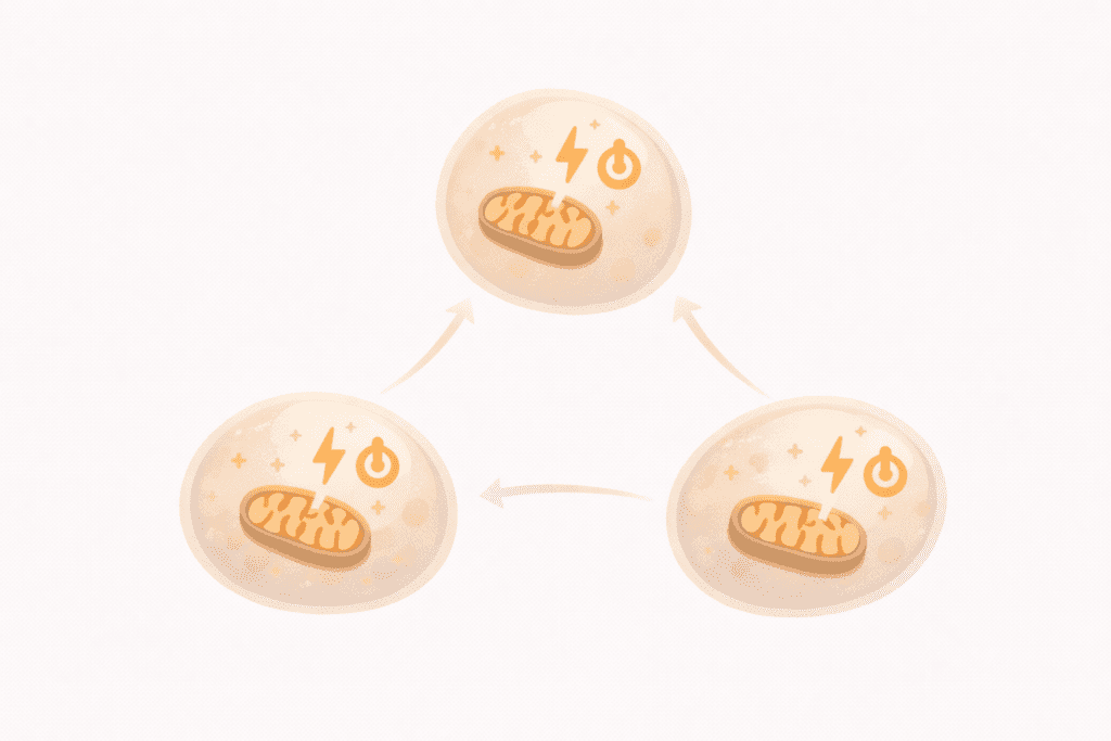 Cellular energy production slowing down as energy levels drop after 30