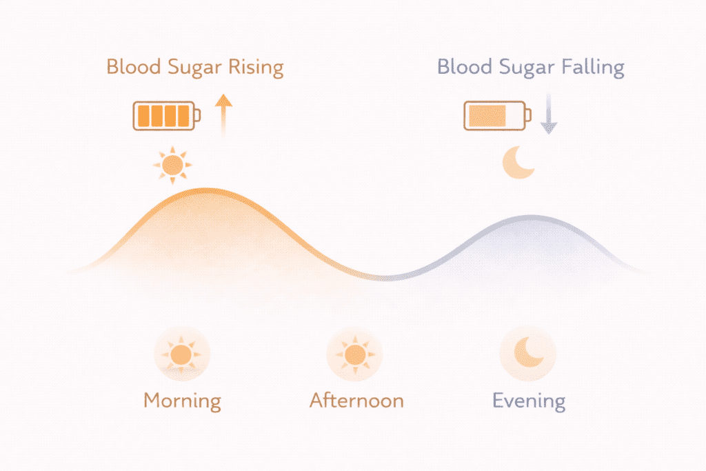 Blood sugar fluctuations impacting energy levels after age 30