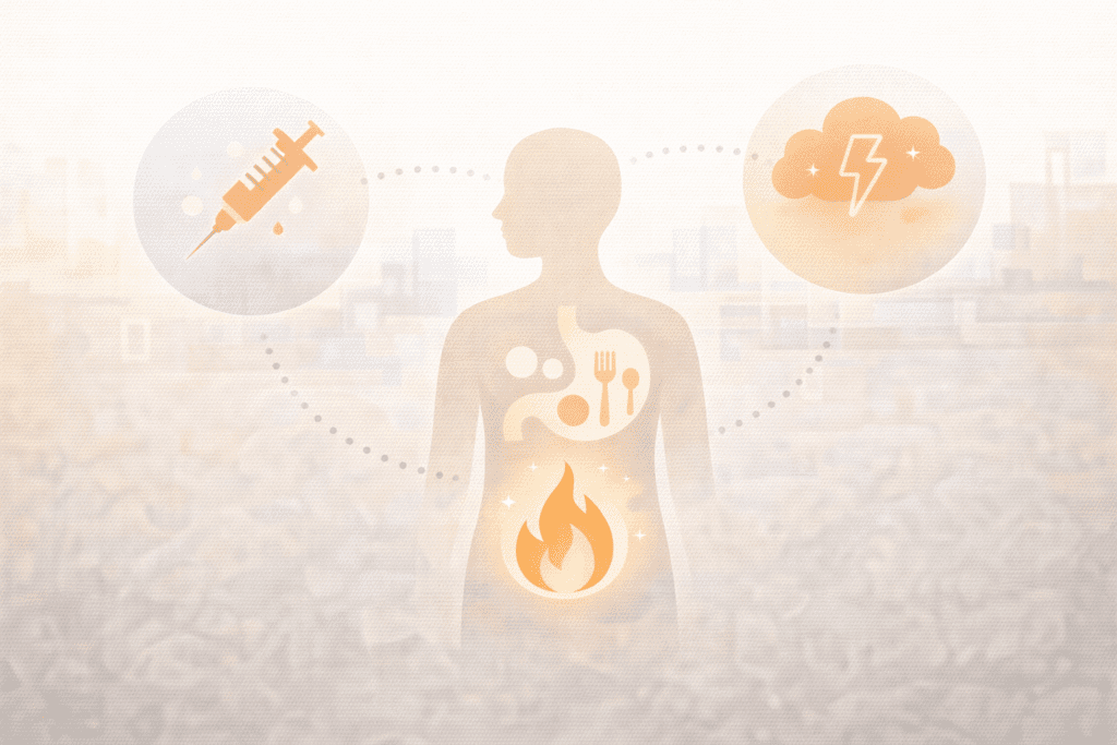 Diagram showing how hormones affect digestion and fat storage after 30