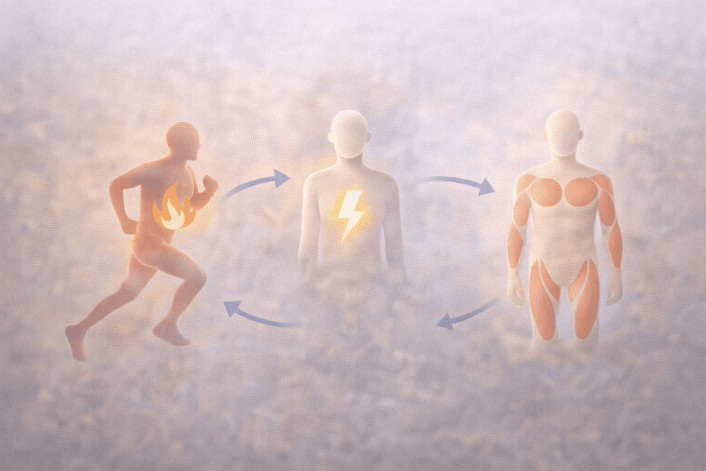 Diagram explaining how HIIT targets belly fat and improves metabolism