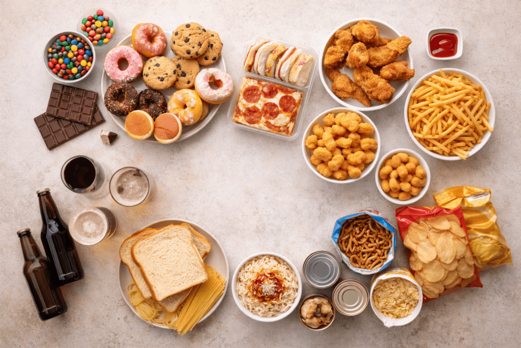 Fast food and refined carbs that can worsen menopause belly fat