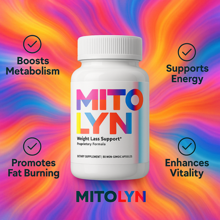 Mitolyn weight-loss support supplement with colorful background highlighting benefits such as boosting metabolism, promoting fat burning, supporting energy, and enhancing vitality.